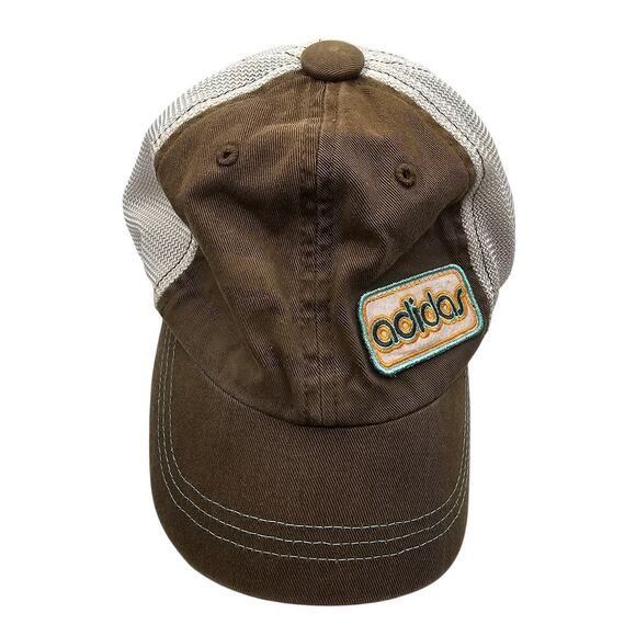 adidas Accessories - Vintage Y2K Adidas Snapback mesh Baseball Hat Cap w/ Patch Brown White